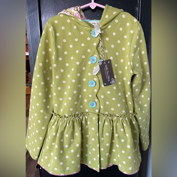 Matilda Jane Clothing Girls Size 8 NWT Willow Dot Peplum Hoodie Jacket - Picture 2 of 4